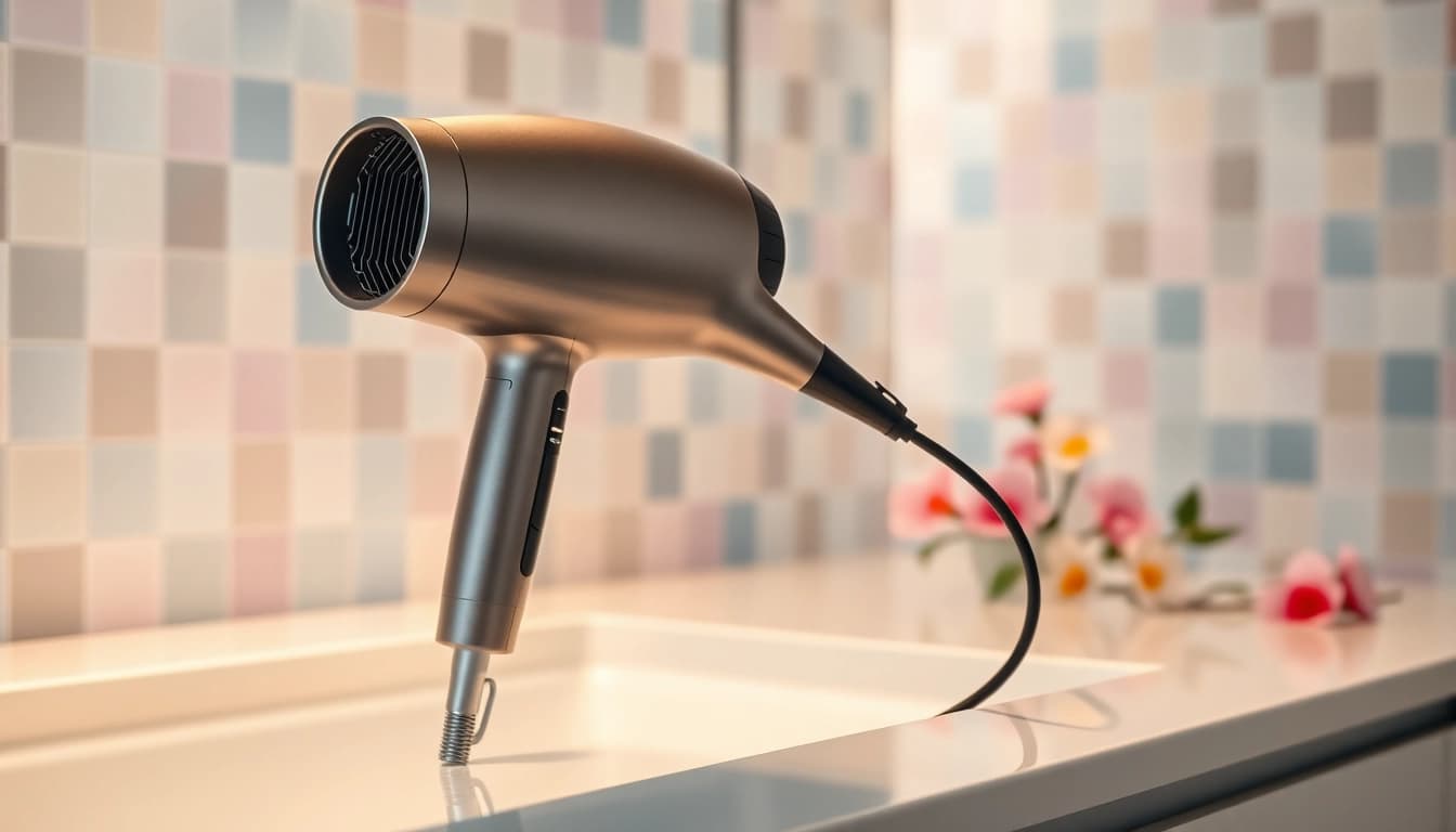 Laifen se Haartrockner auf einem modernen Schminktisch mit sanftem Licht.