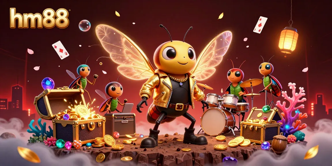 Experience the excitement of hm88 with a vibrant rock star scene filled with casino elements and thrilling visuals.