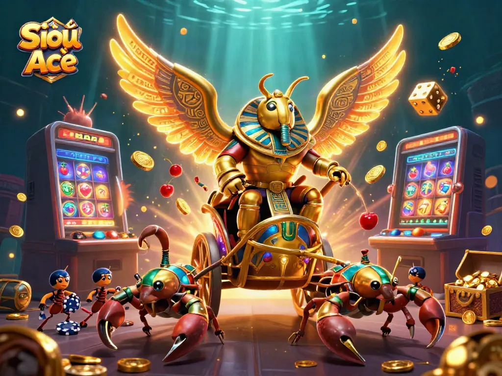 Engage in Siêu Cấp Ace slots featuring a dazzling 3D scene with vibrant casino elements and a jackpot explosion.