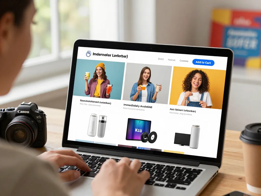 Sofort Lieferbar Produkte, die in einem Online-Shop mit lebhaften Lifestyle-Bildern und einer benutzerfreundlichen Oberfläche präsentiert werden.