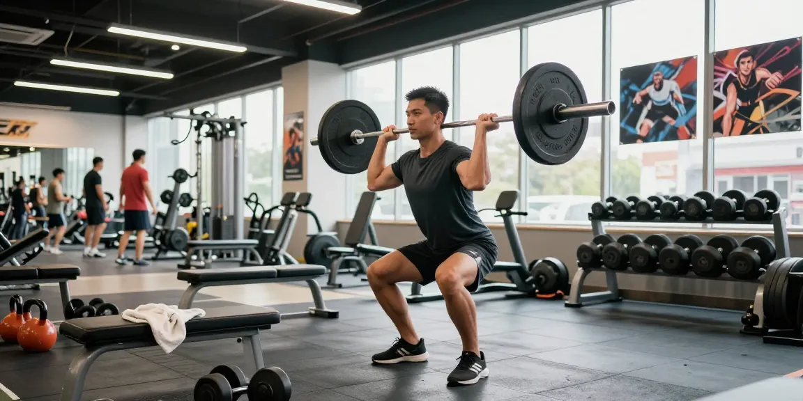 Medi Pharma Steroid Shop zeigt ein intensives Training im Fitnessstudio mit einem Athleten und Fitnessgeräten.