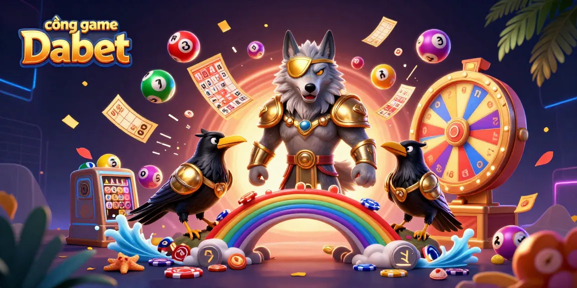 Engage with the vibrant cổng game Dabet featuring a Norse-inspired scene with dynamic lottery elements and characters.