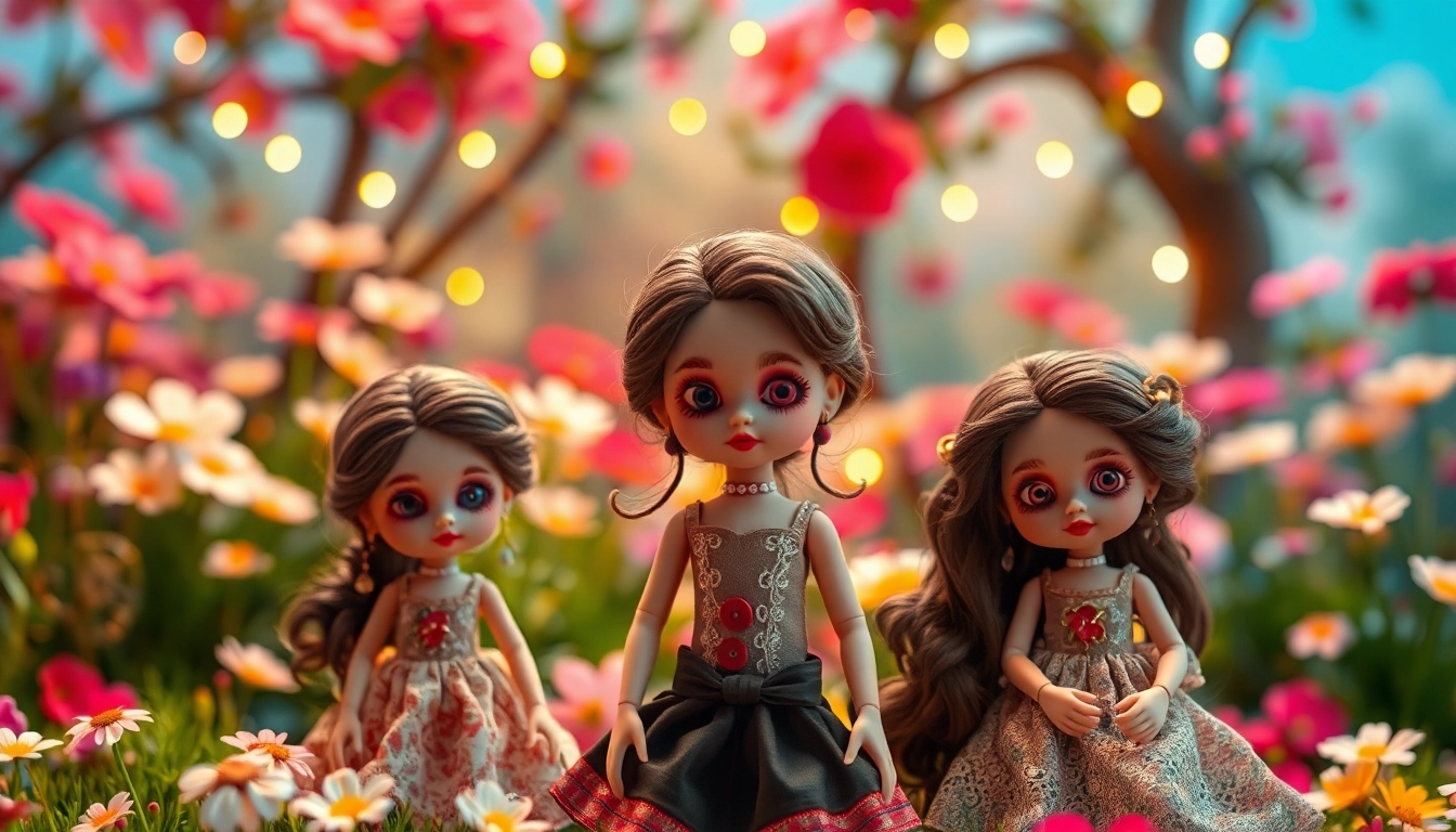 Kreative Gutdolls in einem traumhaften Garten mit lebhaften Farben und einzigartigen Details.