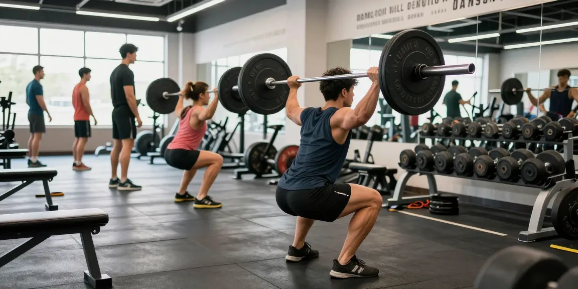 Person trainiert im Deus Shop für Fitness mit hochwertigen Geräten und Motivationssprüchen