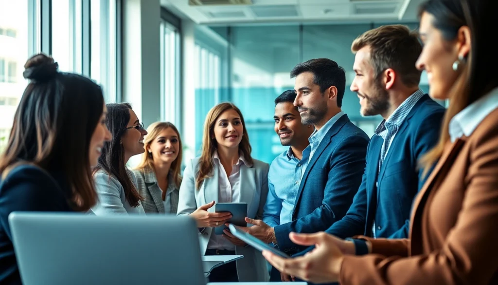 Headhunter IT im Gespräch mit jungen IT-Professionals in einem modernen Büro.
