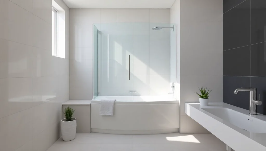 Genießen Sie die elegante sonni Duschkabine 100x100 in einem hellen Badezimmer.